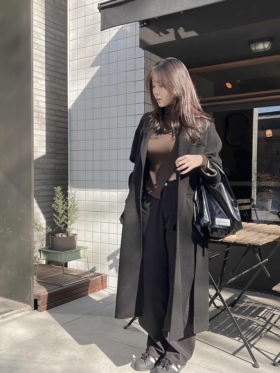 Glossy nylon mini tote bag