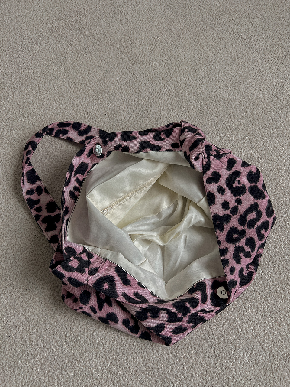 Pink corduroy leopard eco bag