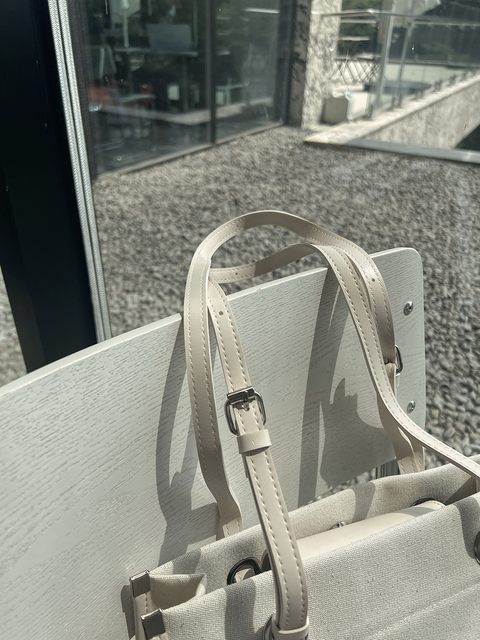 Leather canvas shoulder bag