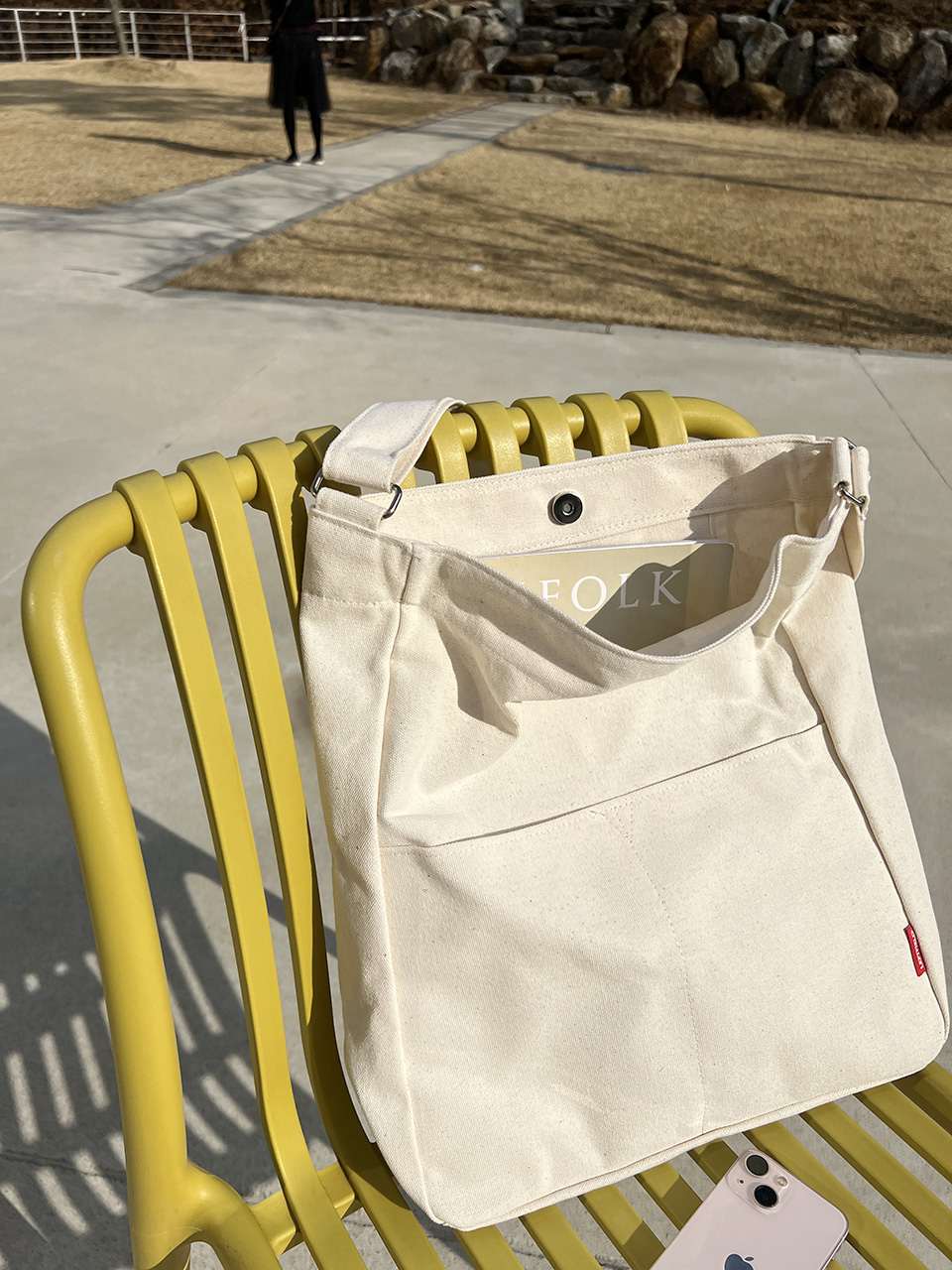 2-Pocket Plain Big Cloth Eco Bag (3 colors)