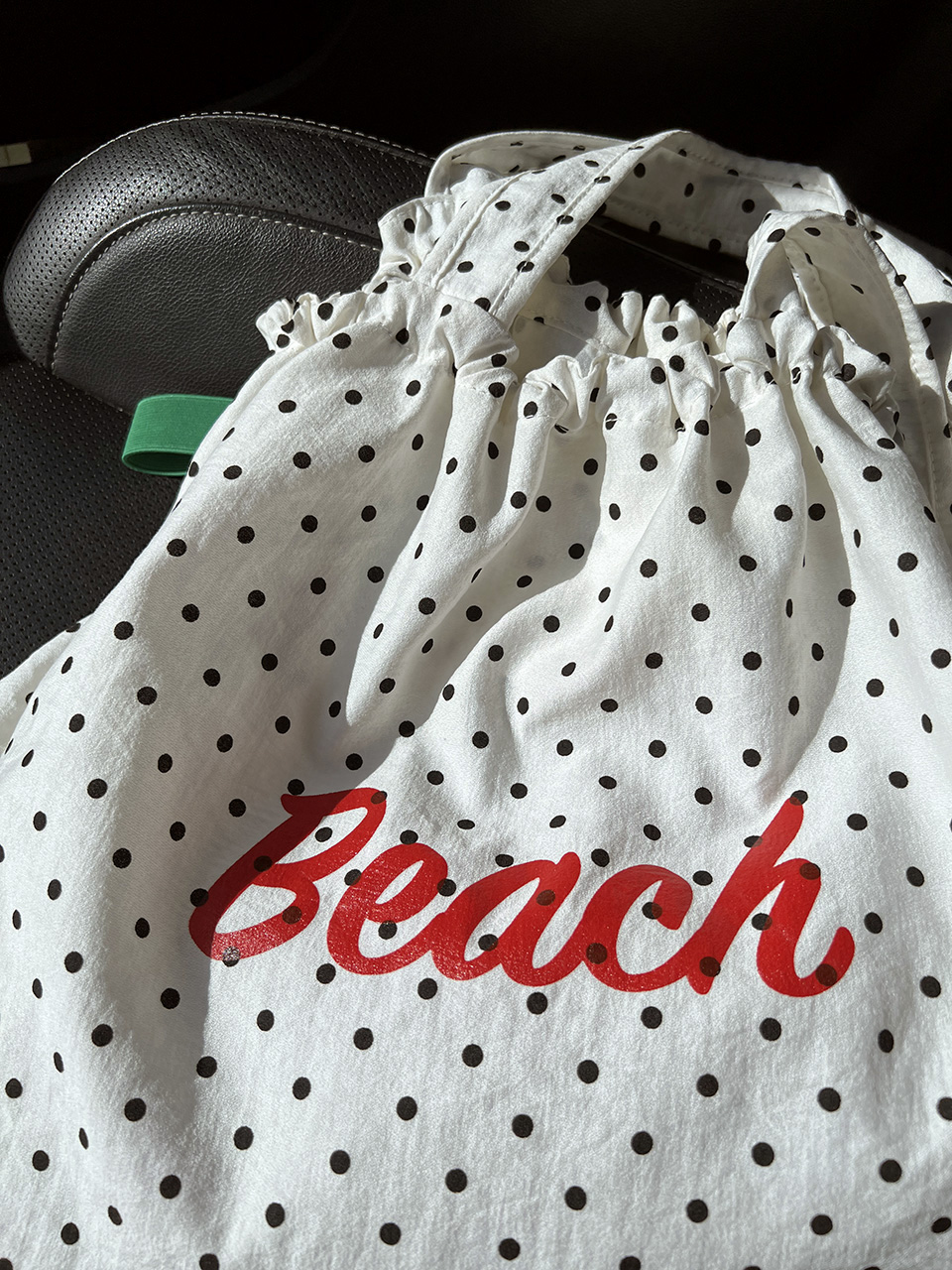 [3 colors] Dot Lettering String Bucket Bag