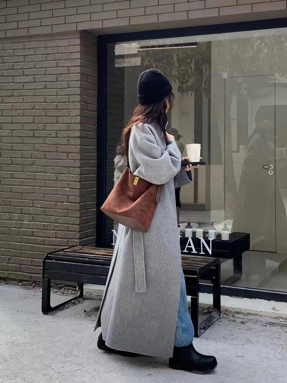 Suede Buckle Big Tote Bag/Shoulder Bag