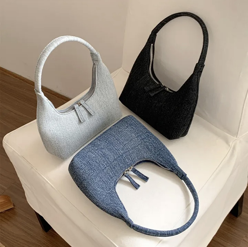 Blooming Round Denim Shoulder Bag
