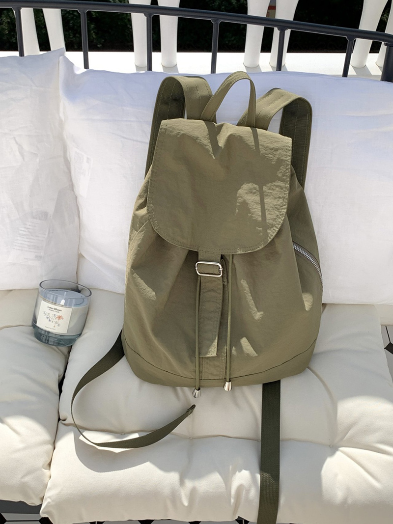 Buckle side zip-up nylon backpack (4 colors)
