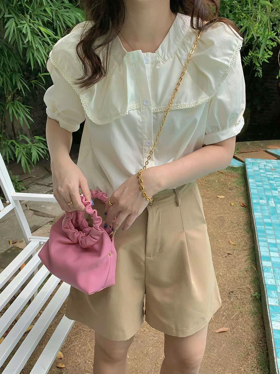 Andaz Shirred Mini Flame Chain Bag