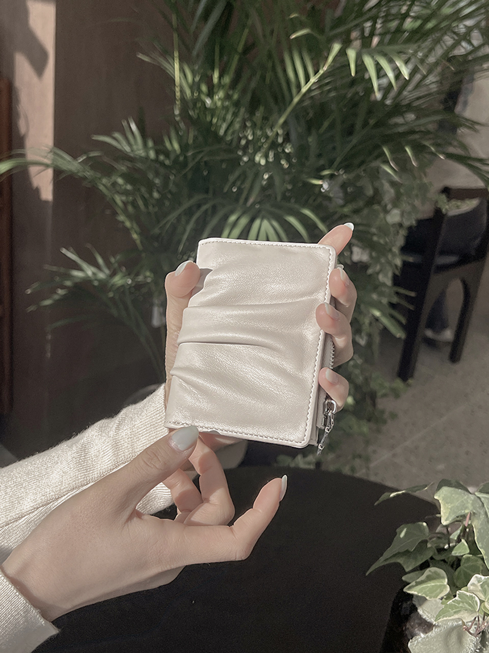 Shirring Leather Card Case