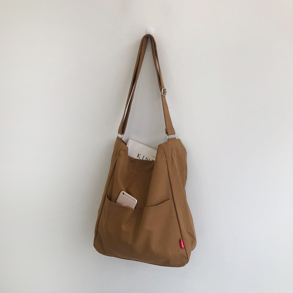 2-Pocket Plain Big Cloth Eco Bag (3 colors)