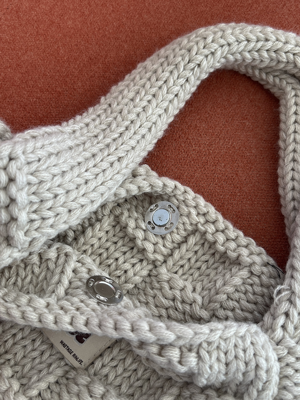 Knitted round crochet tote bag