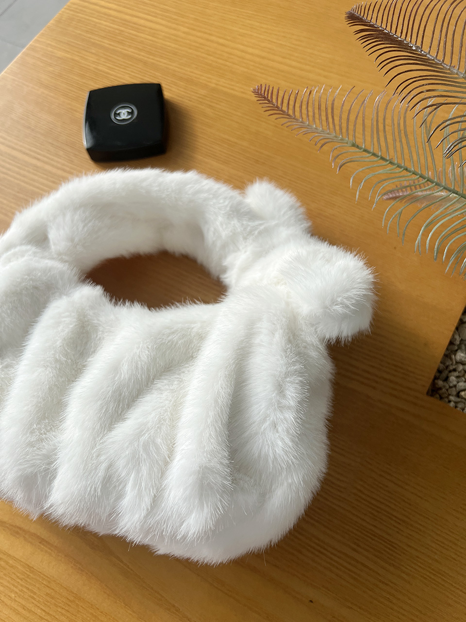 Suwanee Ribbon Fur Shirring Mini Tote Bag