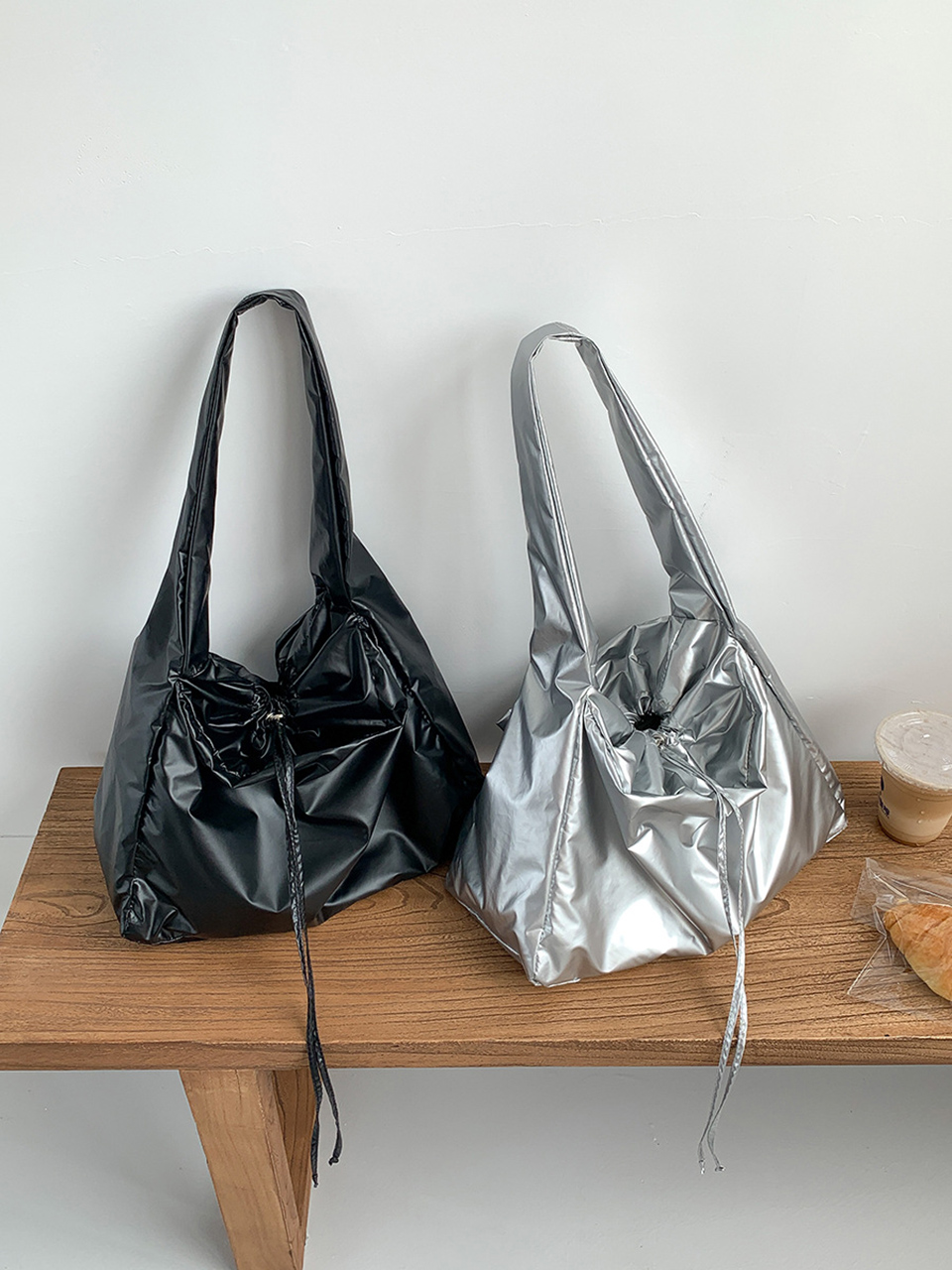 Rajen Metal Shirring String Shoulder Bag