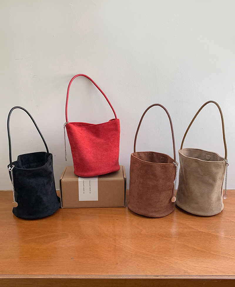 Suede Chain Mini Shoulder Bucket Bag
