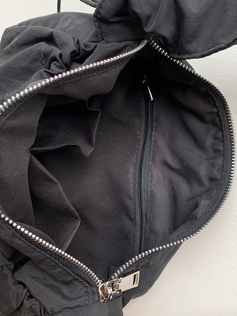 Shirring nylon pocket string shoulder bag (3 colors)