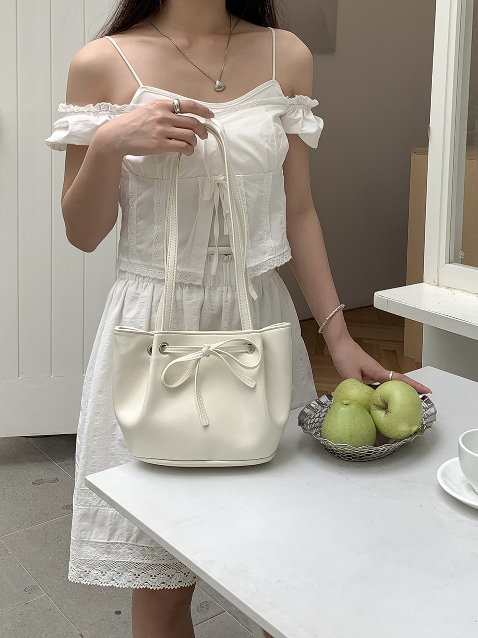 Ribbon Ballet Core Wrinkle Leather Tote Bag (6 colors)
