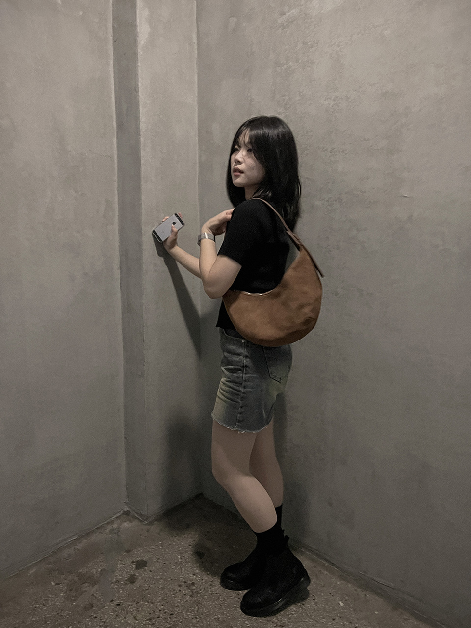 Suede Round Tote Bag/Shoulder Bag