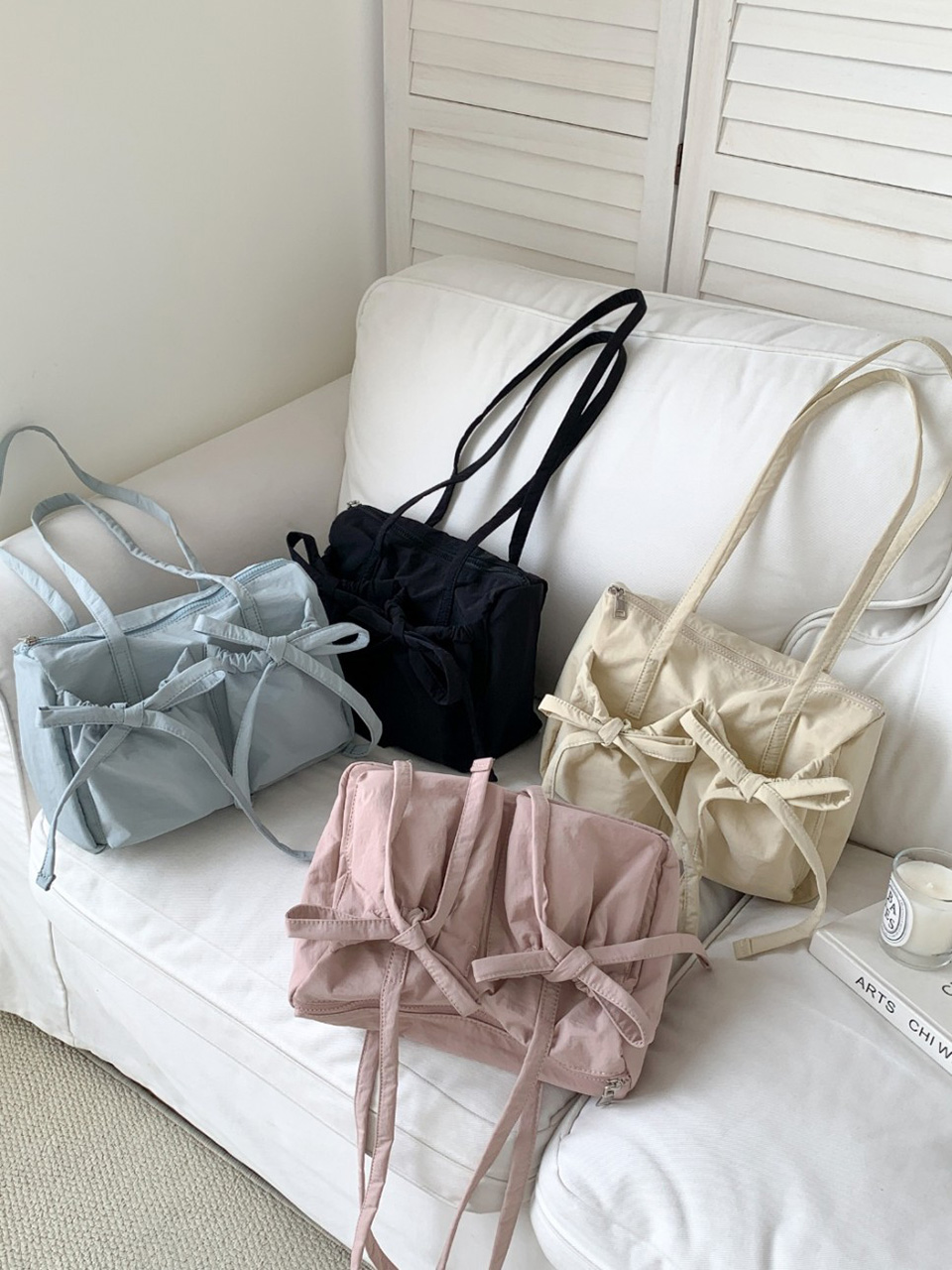 Ribbon Ballet Core Pocket Nylon Shoulder Bag (4 colors)