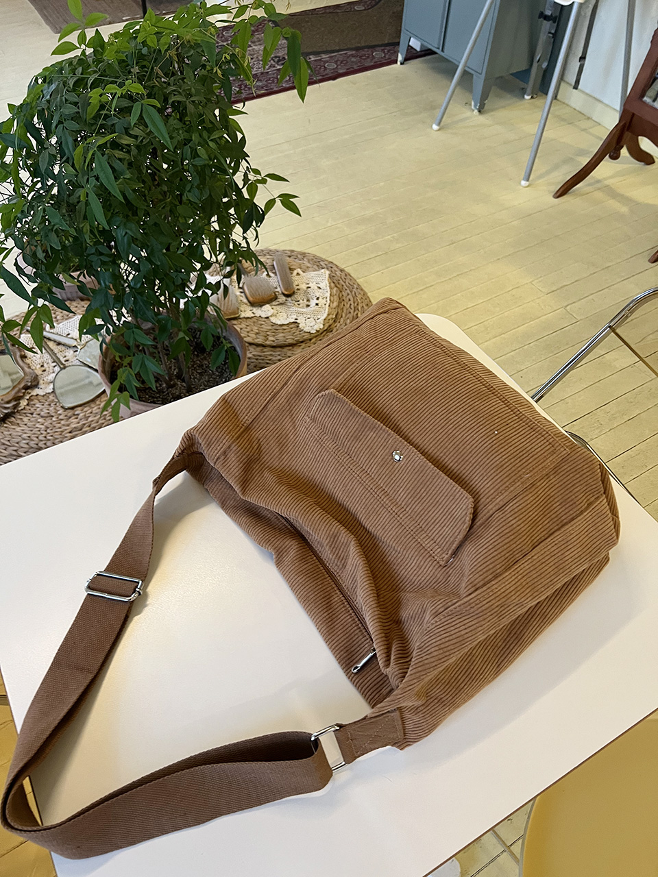 Corduroy Pocket Big Cross Eco Bag (6 colors)