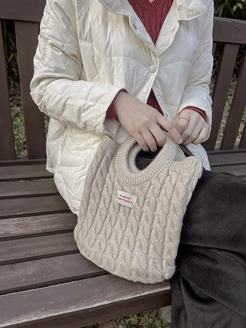Knit twist crochet mini tote bag