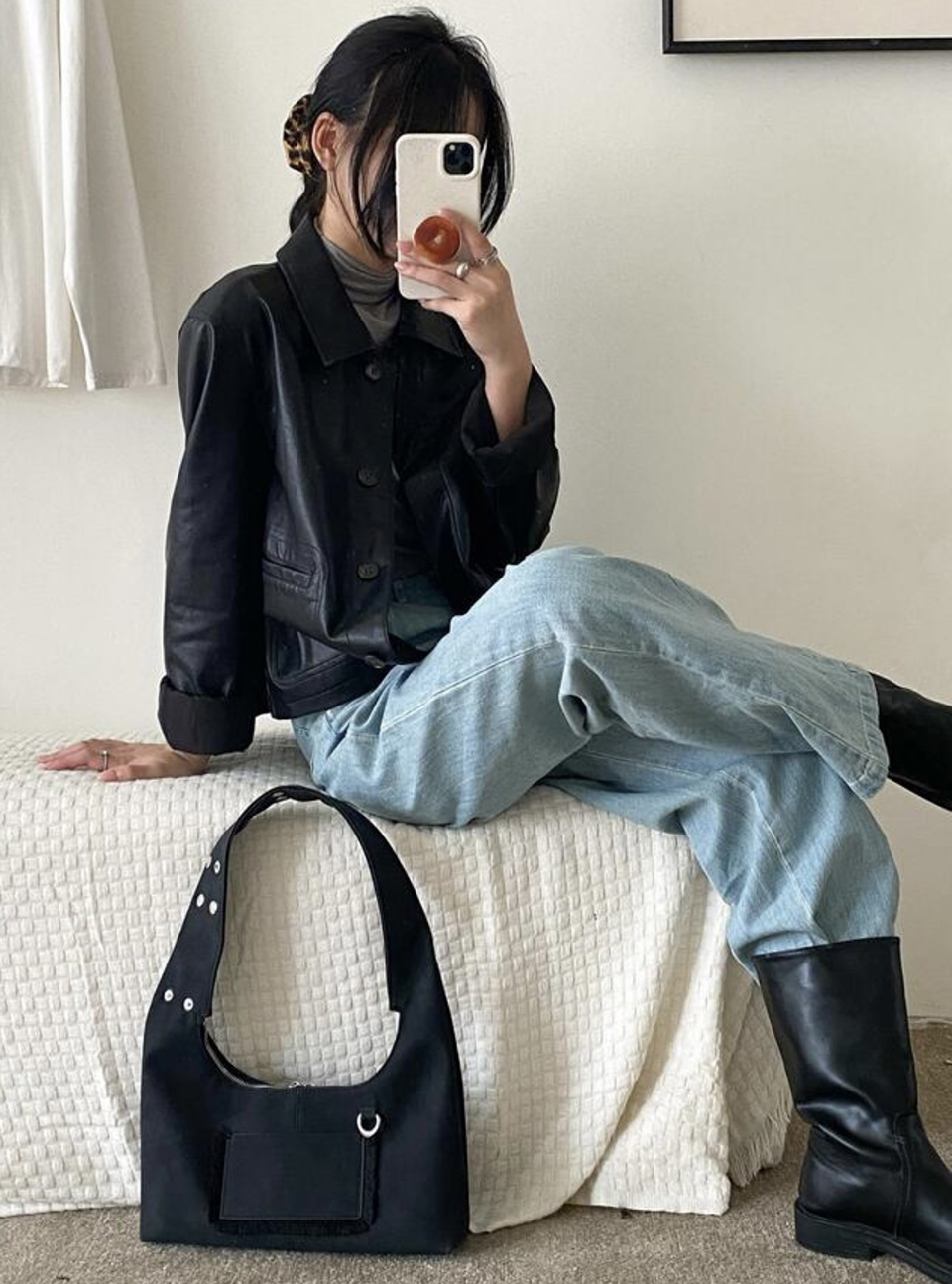 Suede Pocket Tote Bag/Shoulder Bag