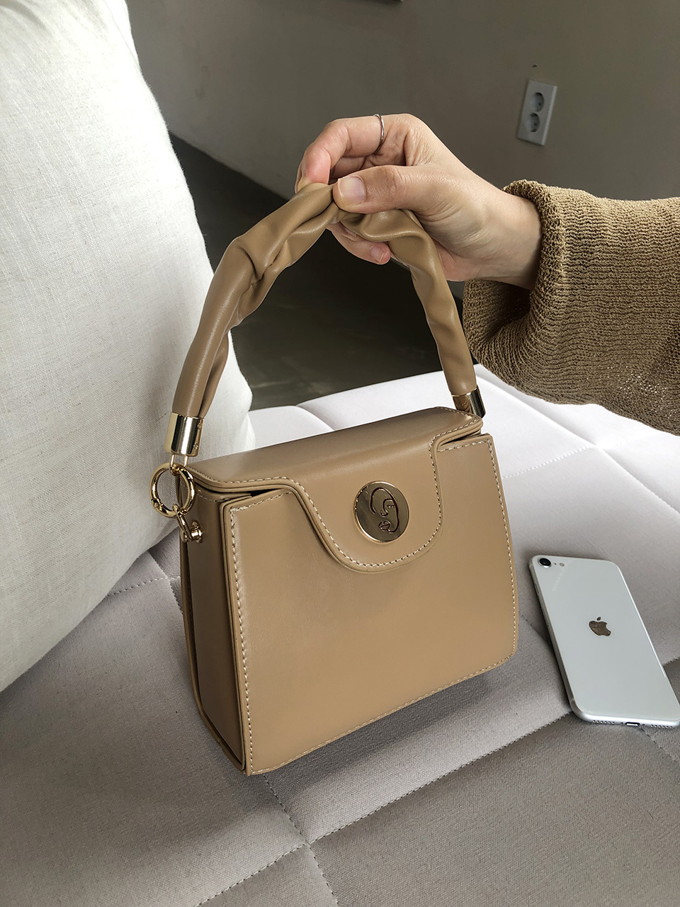 Face Shirring Mini Square Chain Crossbody Bag