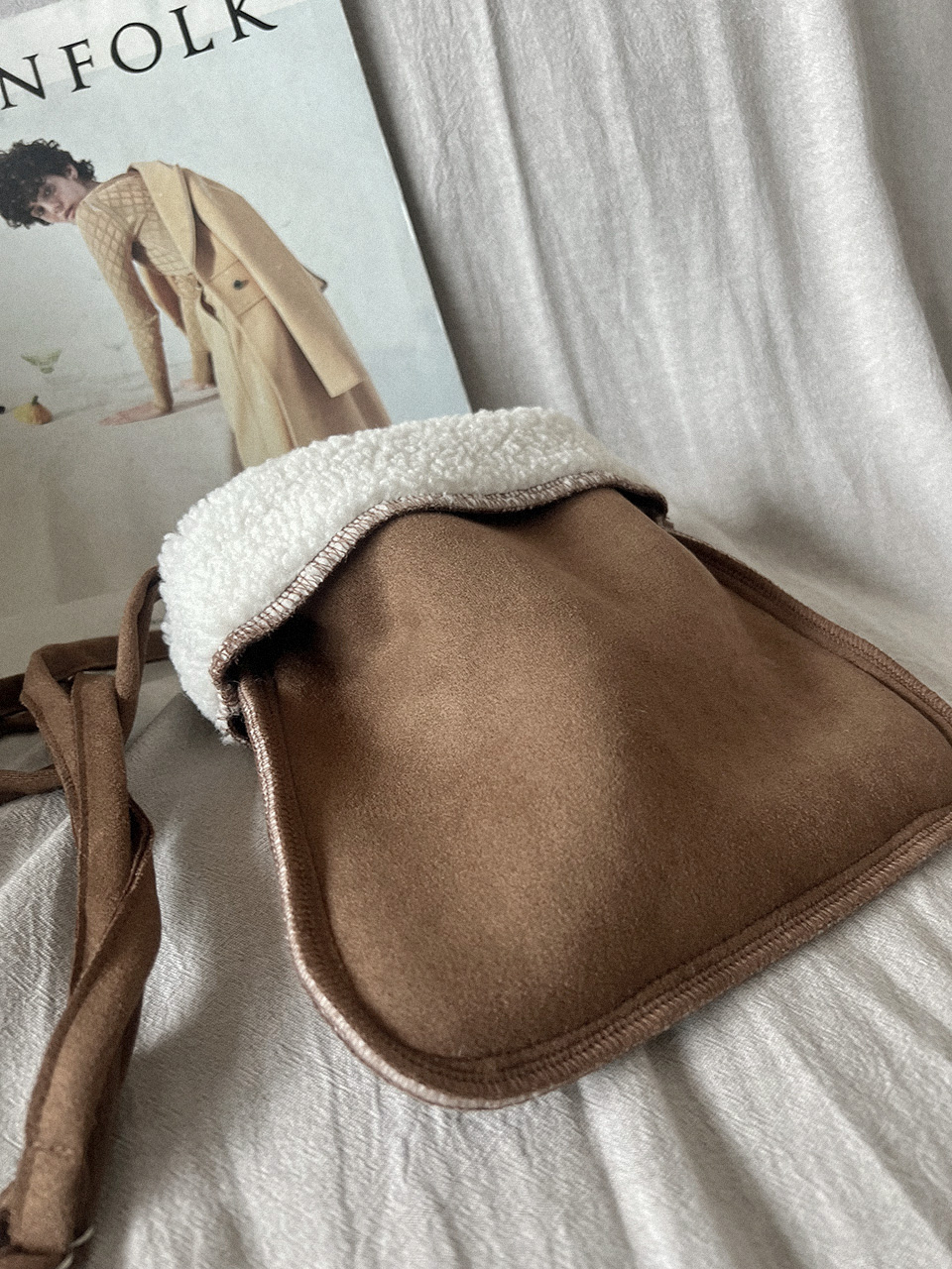 Sheepskin Boa Suede Mini Shoulder Bag