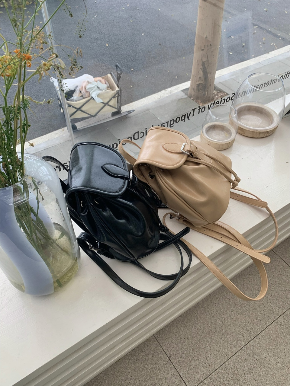 Wrinkle Buckle Bucket Mini Backpack (5 colors)