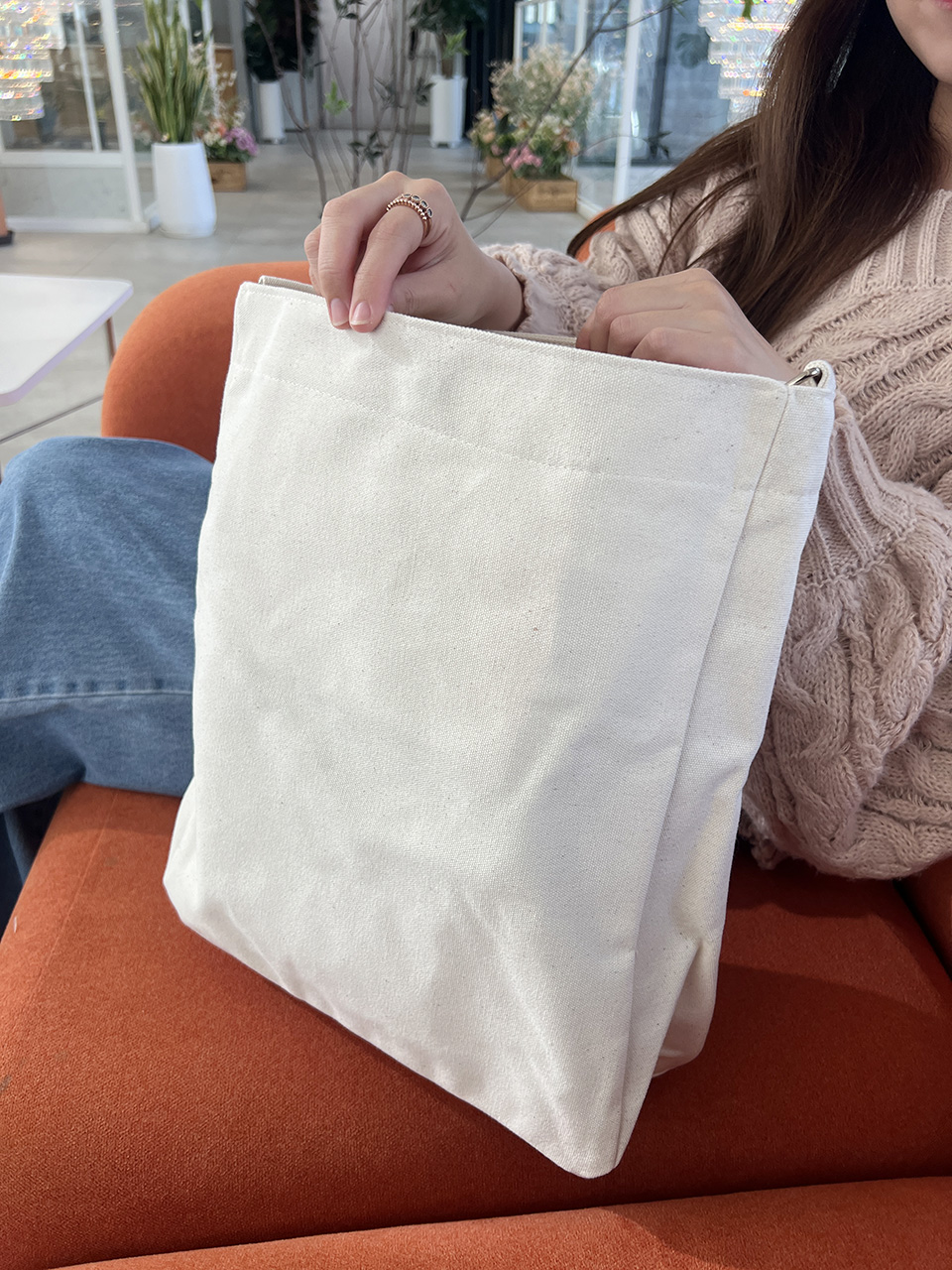 2-Pocket Plain Big Cloth Eco Bag (3 colors)