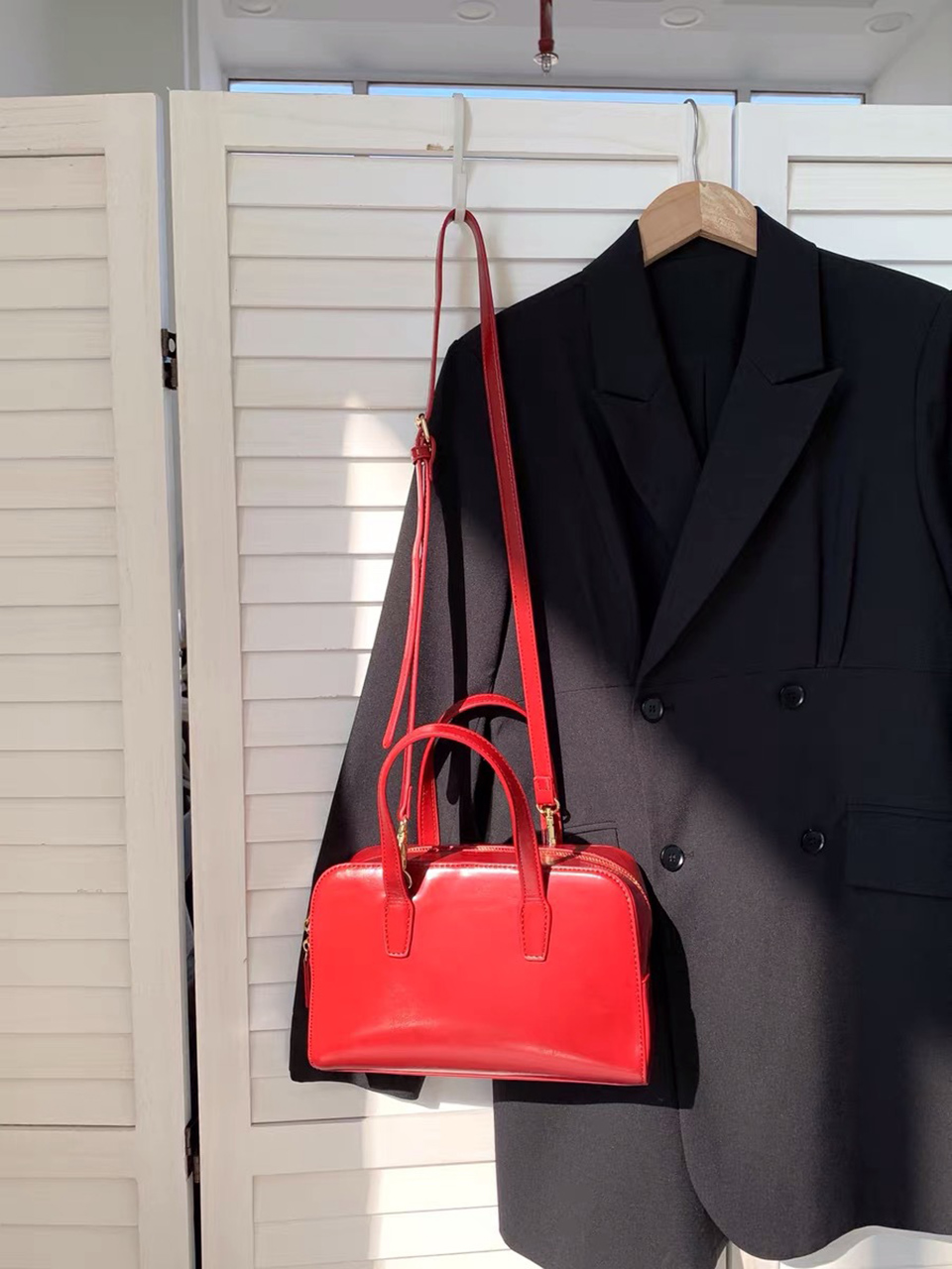 Square zip-up leather tote bag (4 colors)