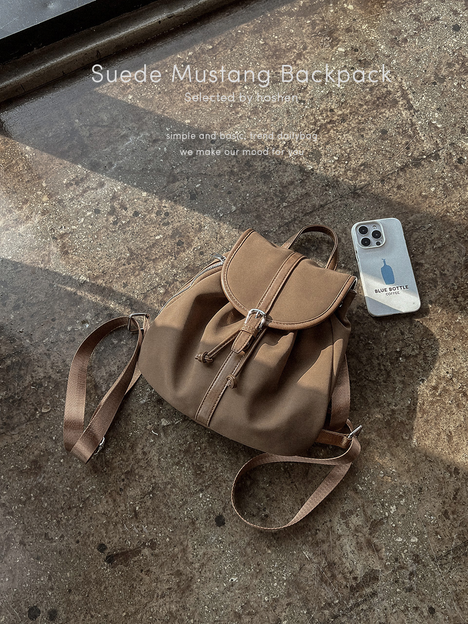 Suede Sheepskin Leather Mini Bucket Bag/Backpack