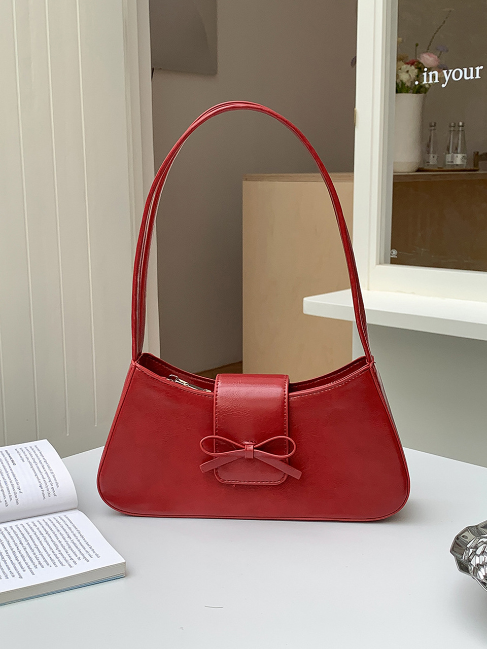 Ballet Core Ribbon Baguette Shoulder Bag