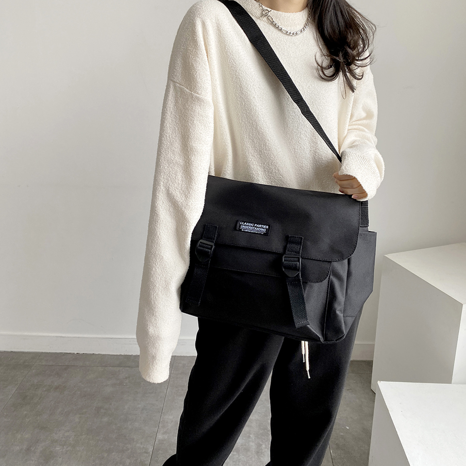 Canvas Classic Zipper Big Cross Messenger Eco Bag (2 colors)