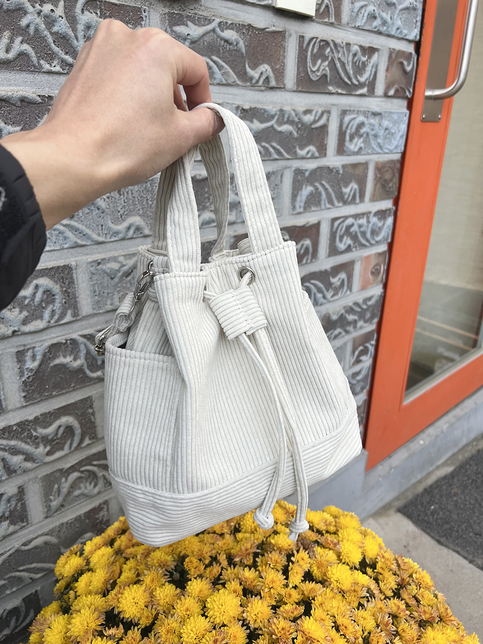 Corduroy Mini Bucket Bag, Bucket Cloth Eco Bag (6 colors)