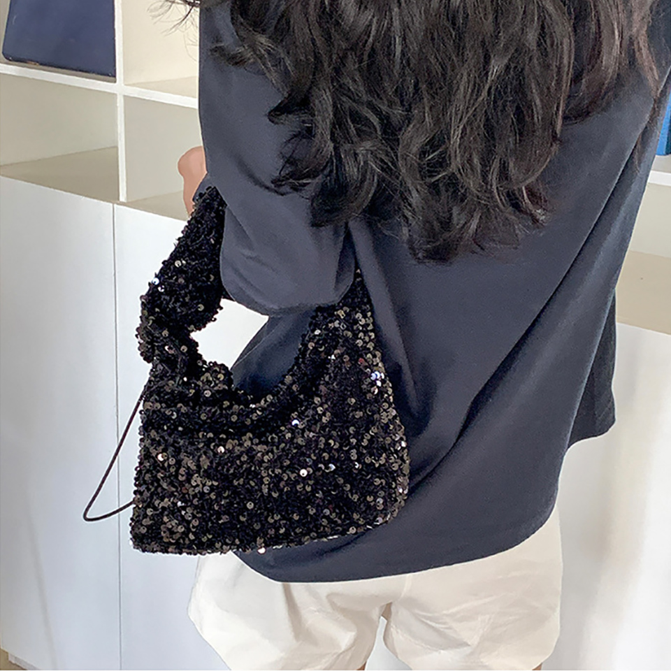 Bling Shirred Silver Mini Tote Bag