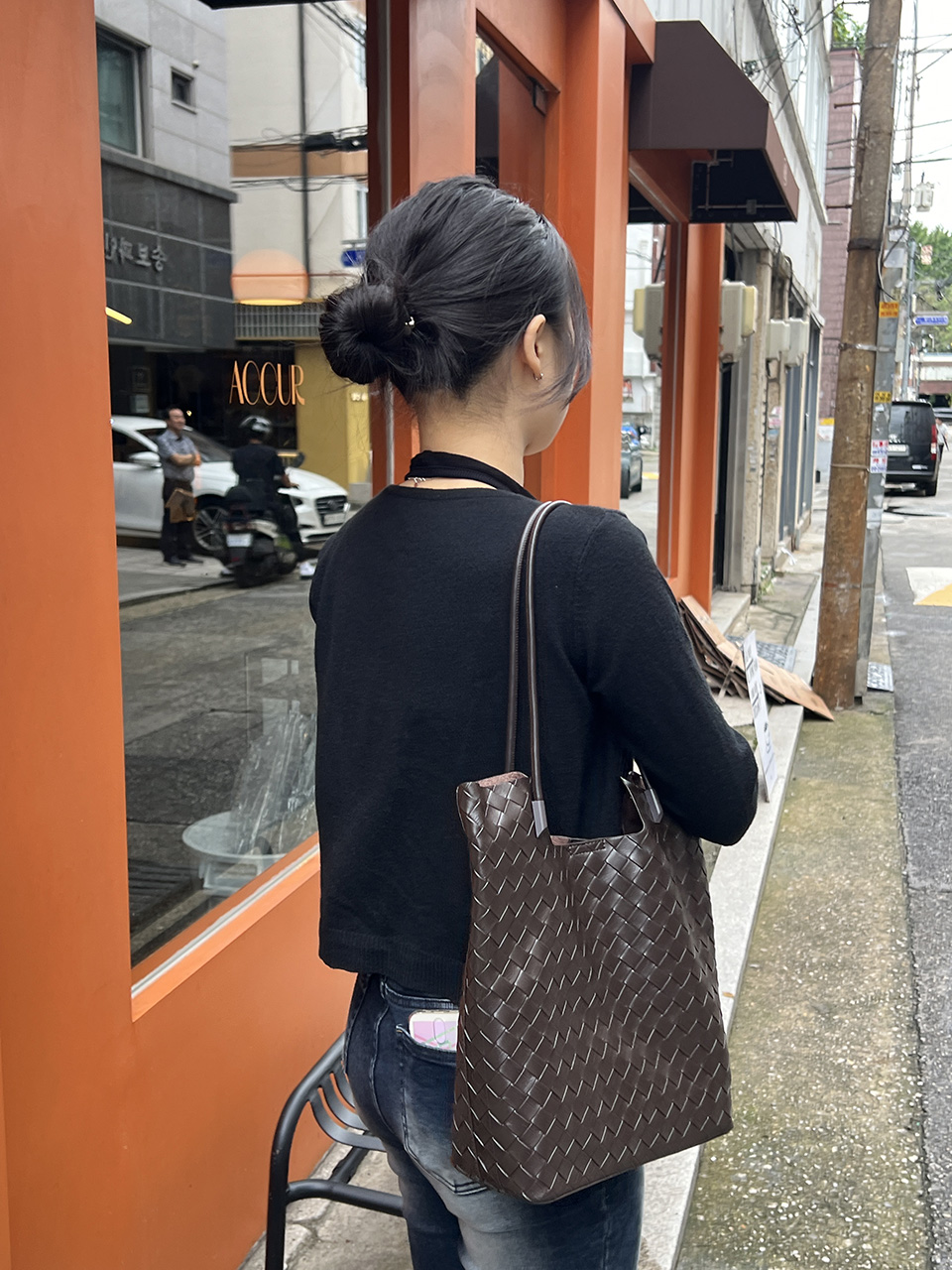 [Pouch Set] Classic Leather Square Tote Bag/Shoulder Bag