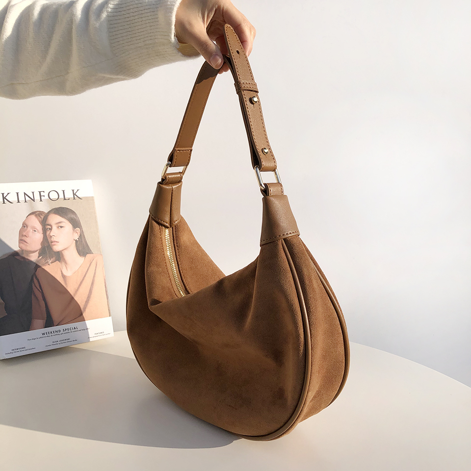 Suede shoulder bag