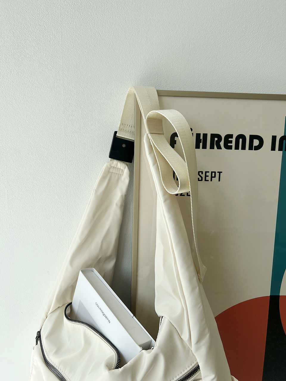 Apes Nylon Zipper Big Shoulder Bag