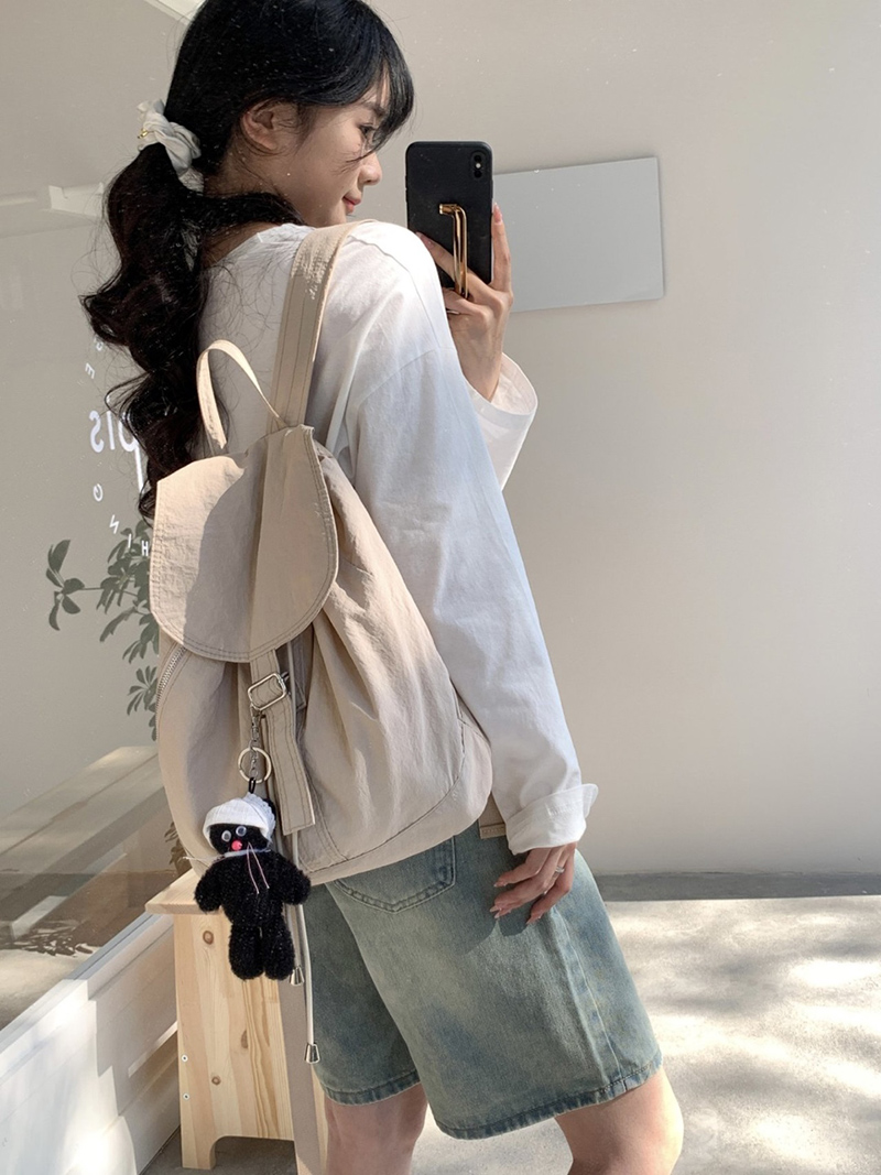 Buckle side zip-up nylon backpack (4 colors)