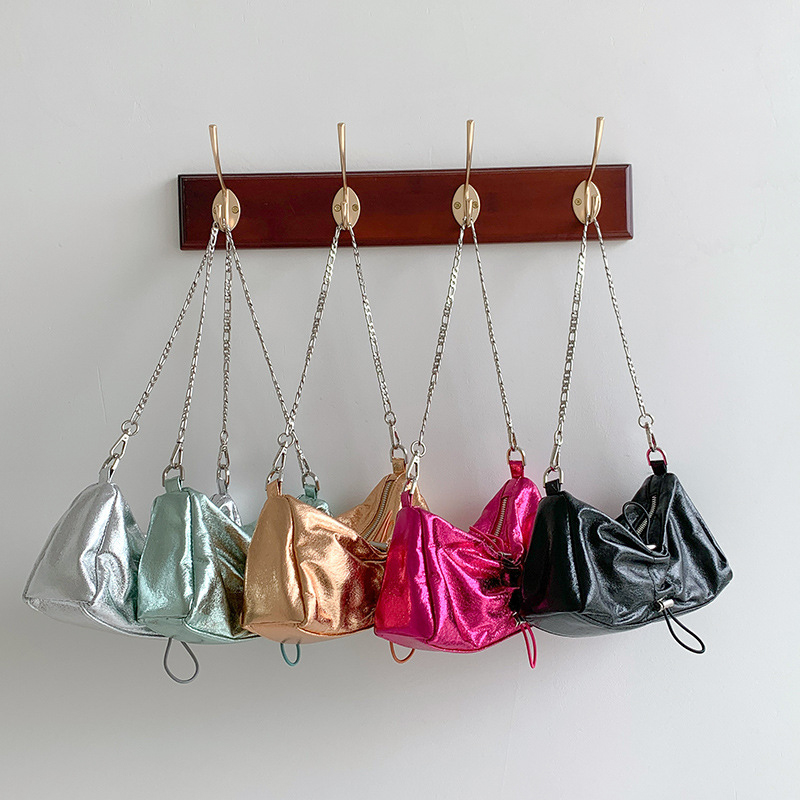 Monroe Cross Shirring Silver Mini Chain Bag
