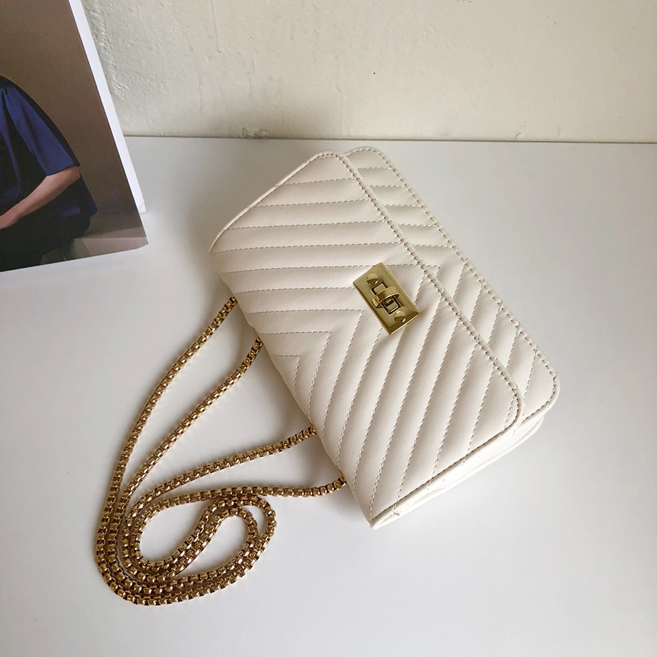 V-Quilted Mini Square Chain Bag