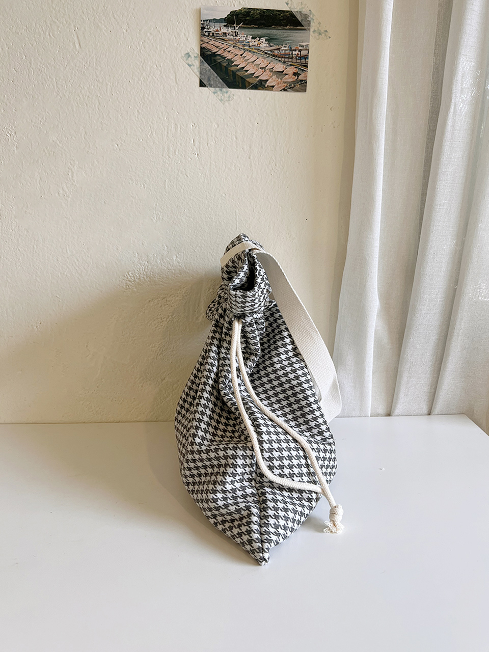 Checkered Bucket Bag Big Shoulder Eco Bag