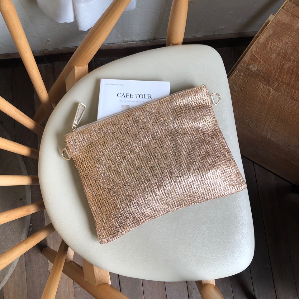 Bling Pearl Rattan Silver Cross Clutch Bag