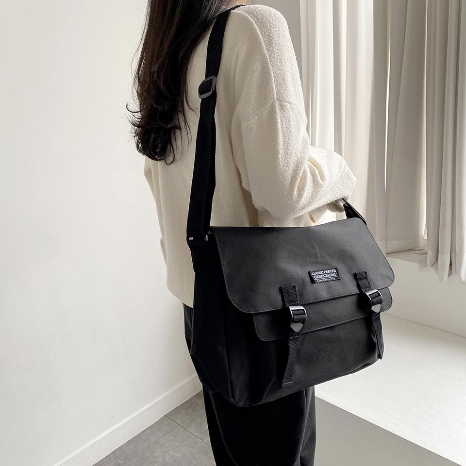 Canvas Classic Zipper Big Cross Messenger Eco Bag (2 colors)