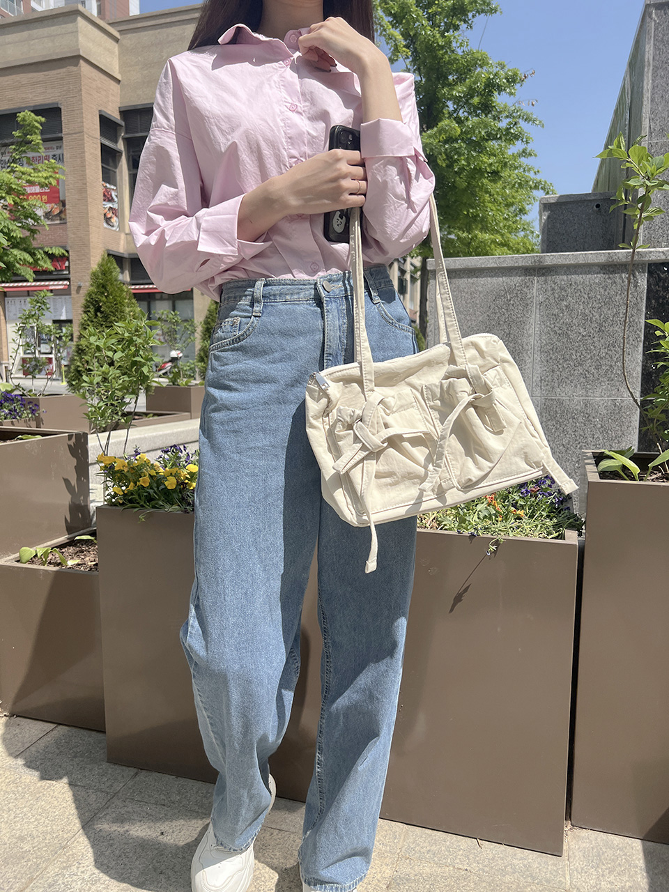 Ribbon Ballet Core Pocket Nylon Shoulder Bag (4 colors)
