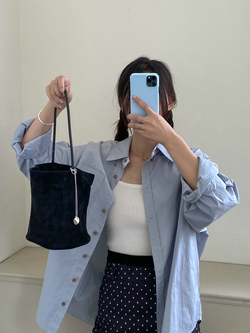 Suede Chain Mini Shoulder Bucket Bag