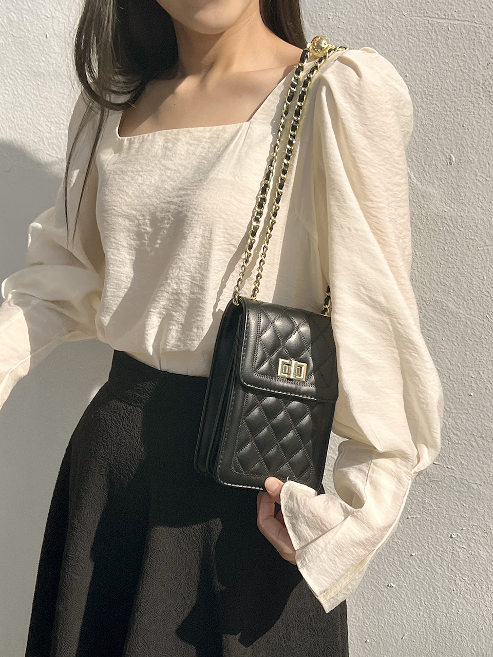 Lotia Quilted Square Chain Mini Shoulder Bag (2 colors)