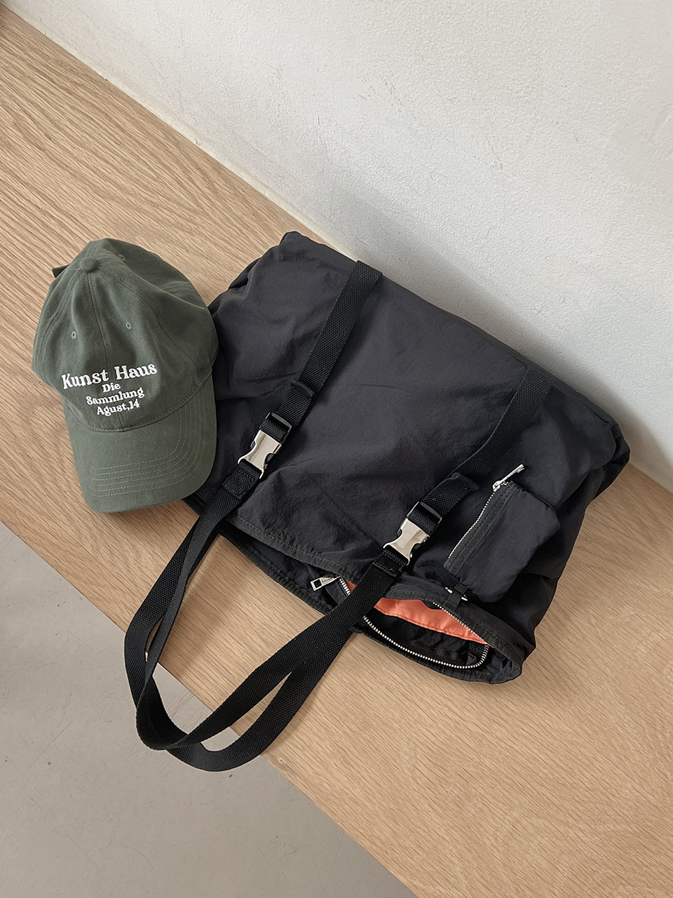 Buckle nylon shoulder bag
