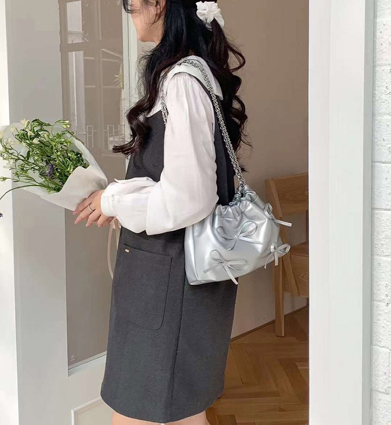 Ribbon Ballet Core Shirring Chain Shoulder Bag (6 colors)