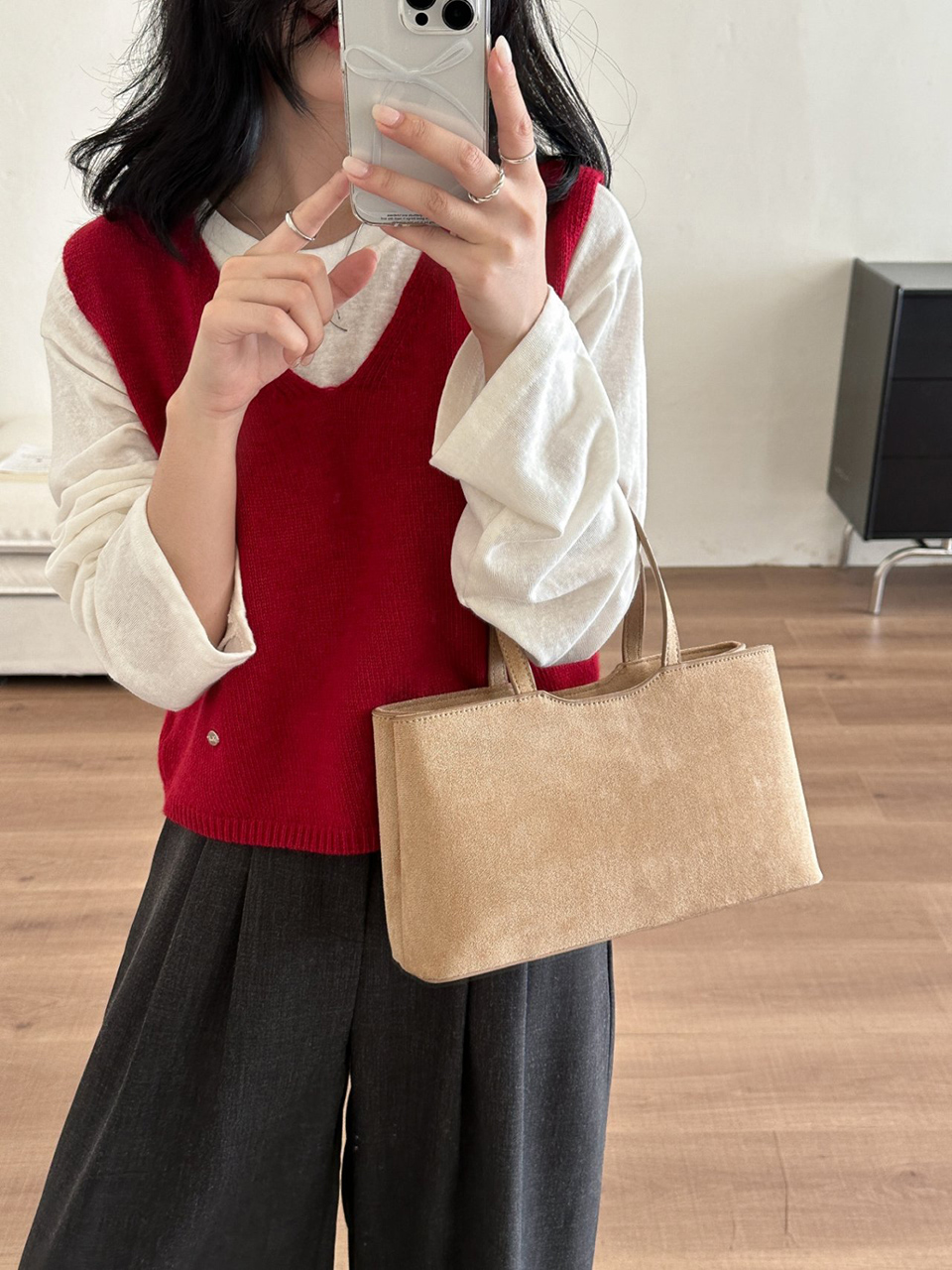 Suede Square Tote Bag