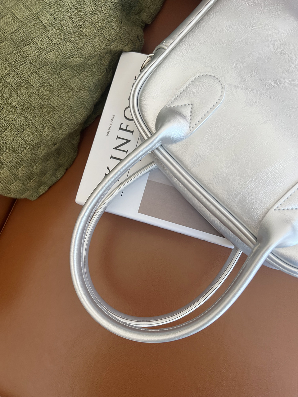 Tammy Square Silver 2-Way Tote Bag