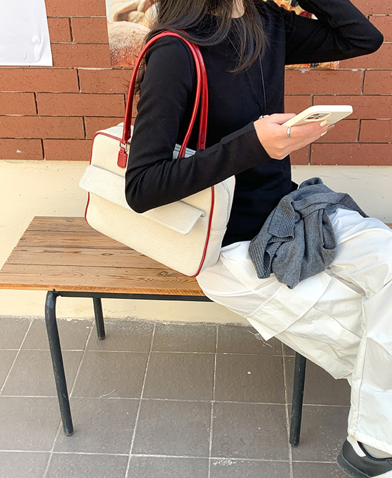 Jacquard leather tote bag/shoulder bag