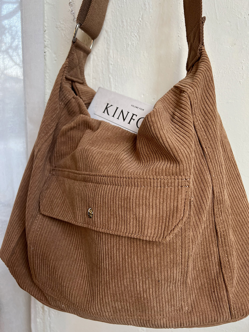 Corduroy Pocket Big Cross Eco Bag (6 colors)